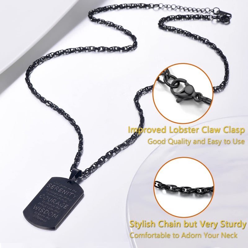 PROSTEEL Black Cross Pendants Necklaces Dogtag Men Jewelry Inspirational Bible Verse Jewelry Military Dog Tag - Image 4